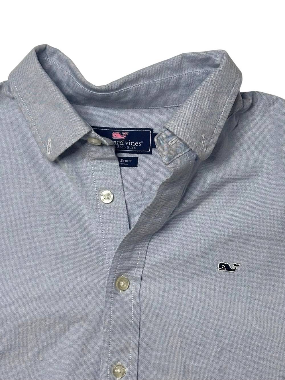 Vineyard Vines Men's Pale Blue Button-Down Shirt with Whale Logo (FLAWED)